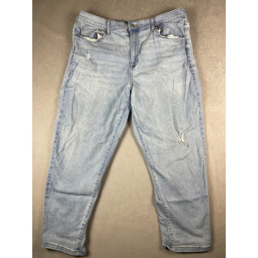 Sonoma Goods For Life Mom Jeans Light Wash Distressed High Rise 16R Denim Pants‎